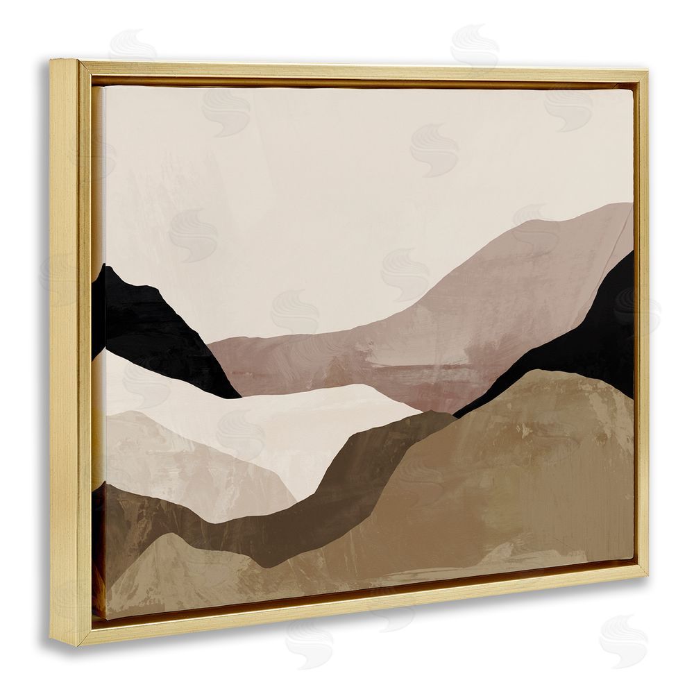 Victoria Barnes Layered Desert Mountain Peaks Gold Floating Frame Canvas Wall Art Print