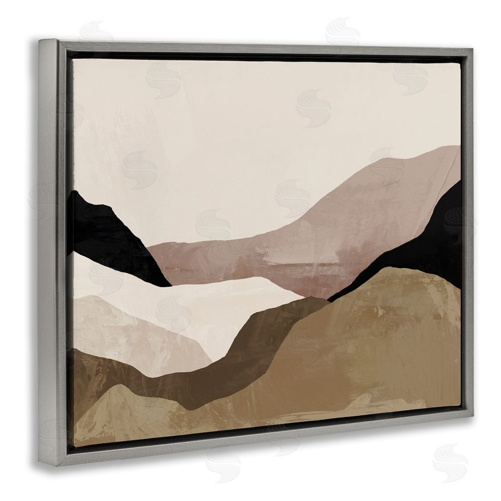 Victoria Barnes Layered Desert Mountain Peaks Grey Floating Frame Canvas Wall Art Print