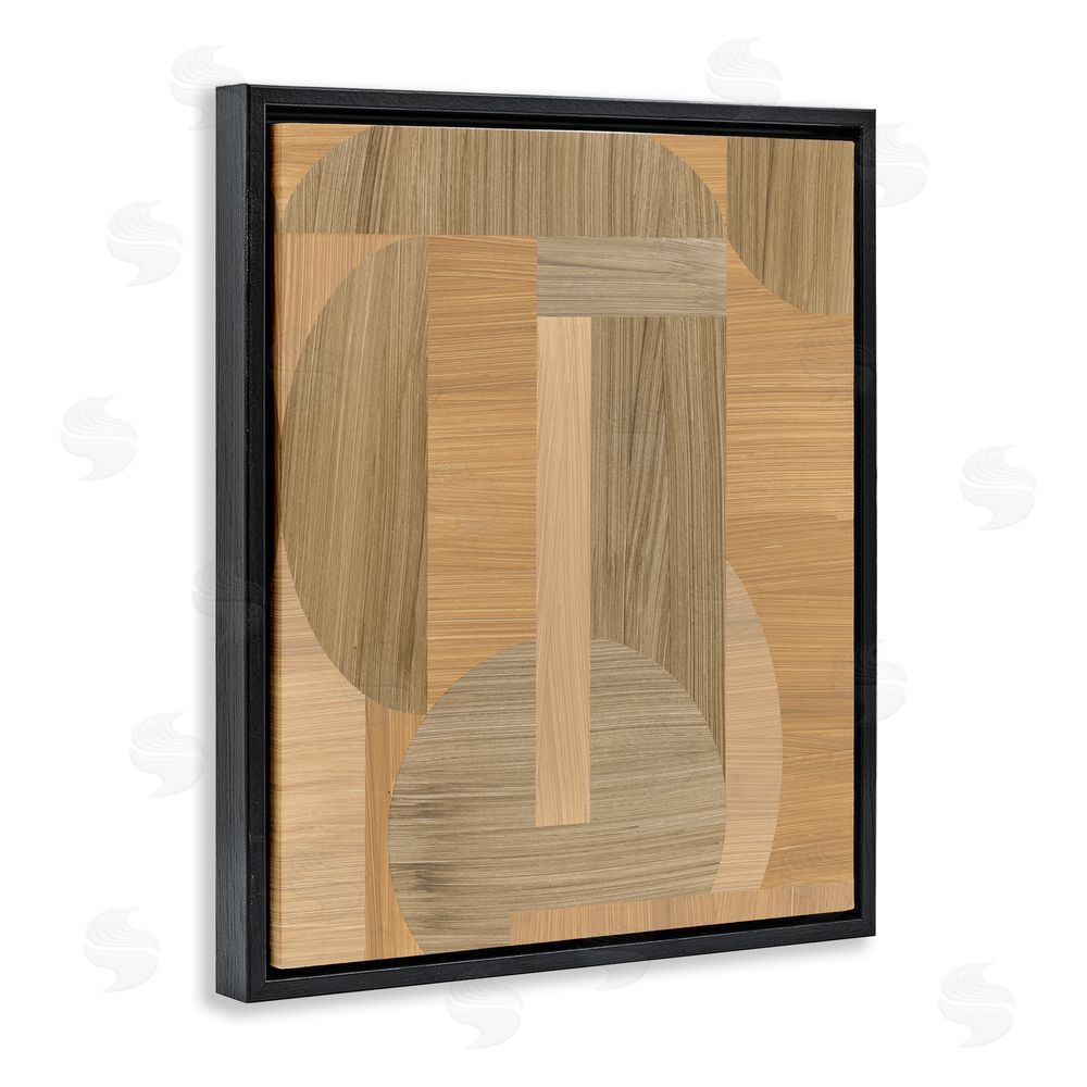June Erica Vess Grain Patterned Linear Shapes Black Floating Frame Canvas Wall Art Print
