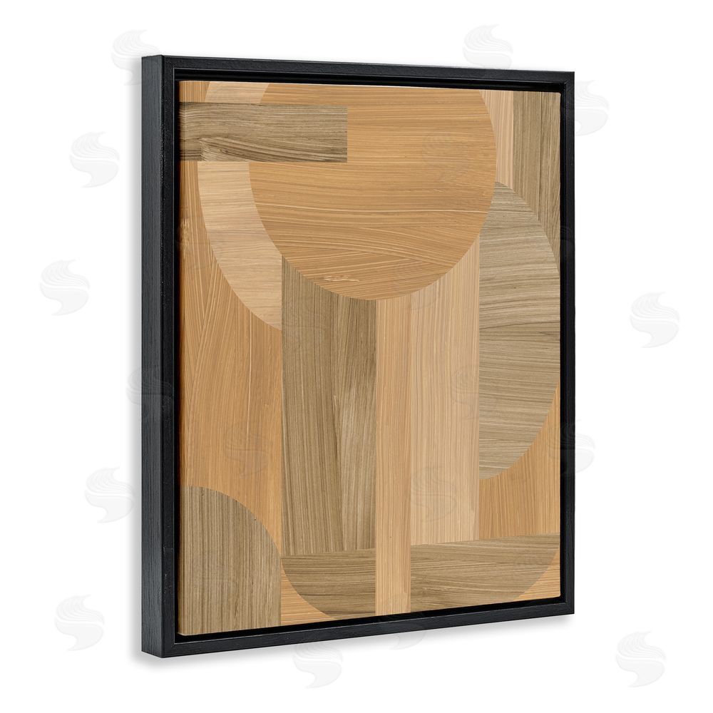 June Erica Vess Rustic Patterned Shapes Black Floating Frame Canvas Wall Art Print