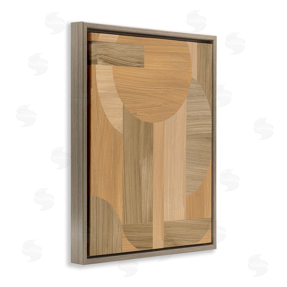 June Erica Vess Rustic Patterned Shapes Brown Floating Frame Canvas Wall Art Print