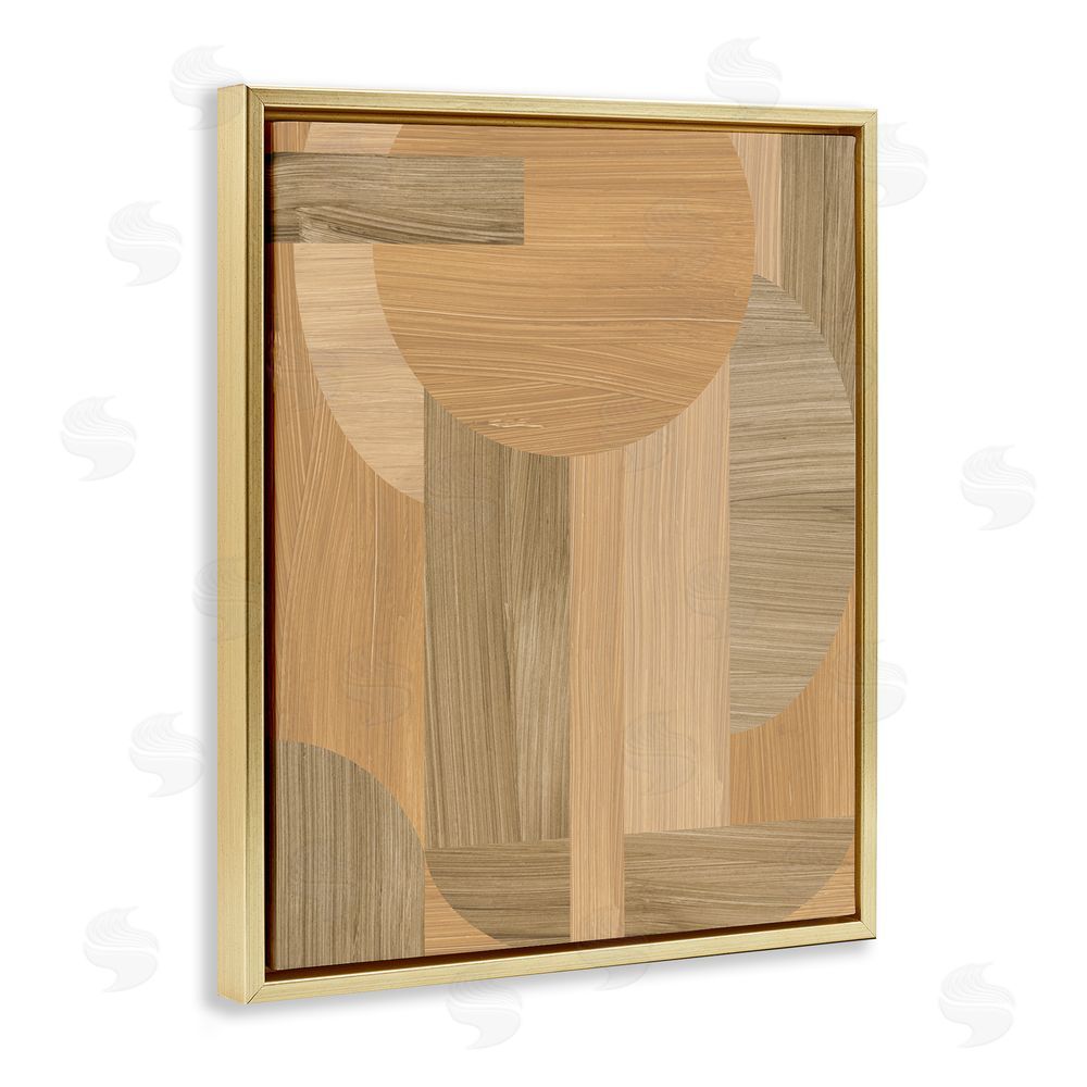 June Erica Vess Rustic Patterned Shapes Gold Floating Frame Canvas Wall Art Print