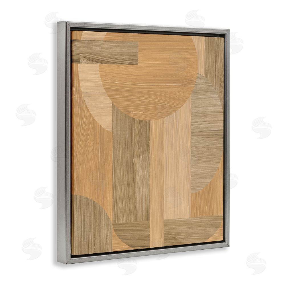 June Erica Vess Rustic Patterned Shapes Grey Floating Frame Canvas Wall Art Print