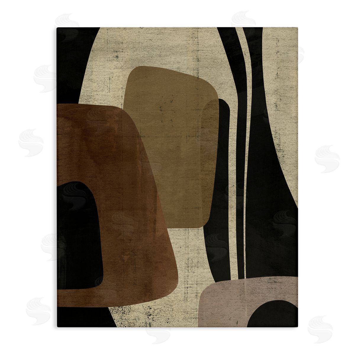 Victoria Barnes Brown Retro Abstraction Stretched Canvas Wall Art Print