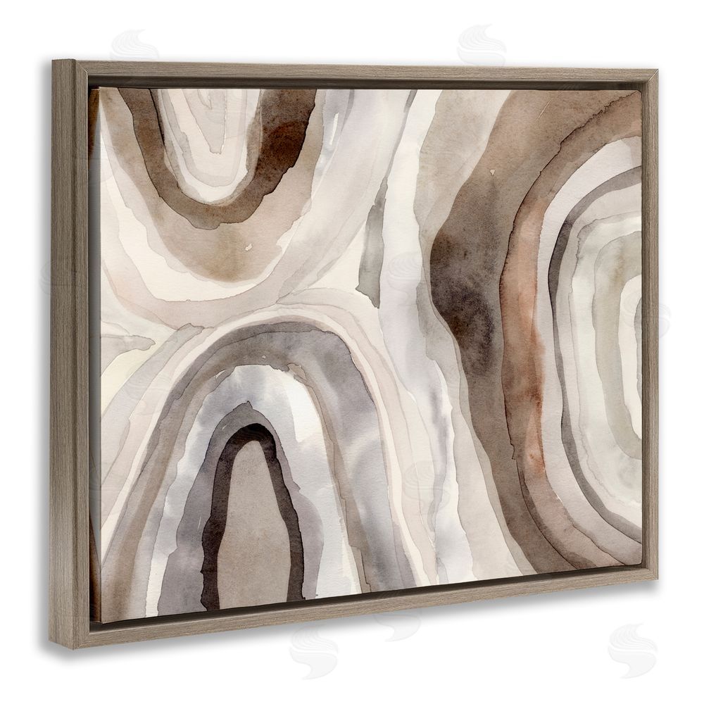 Victoria Barnes Soft Geode Pattern Brown Floating Frame Canvas Wall Art Print