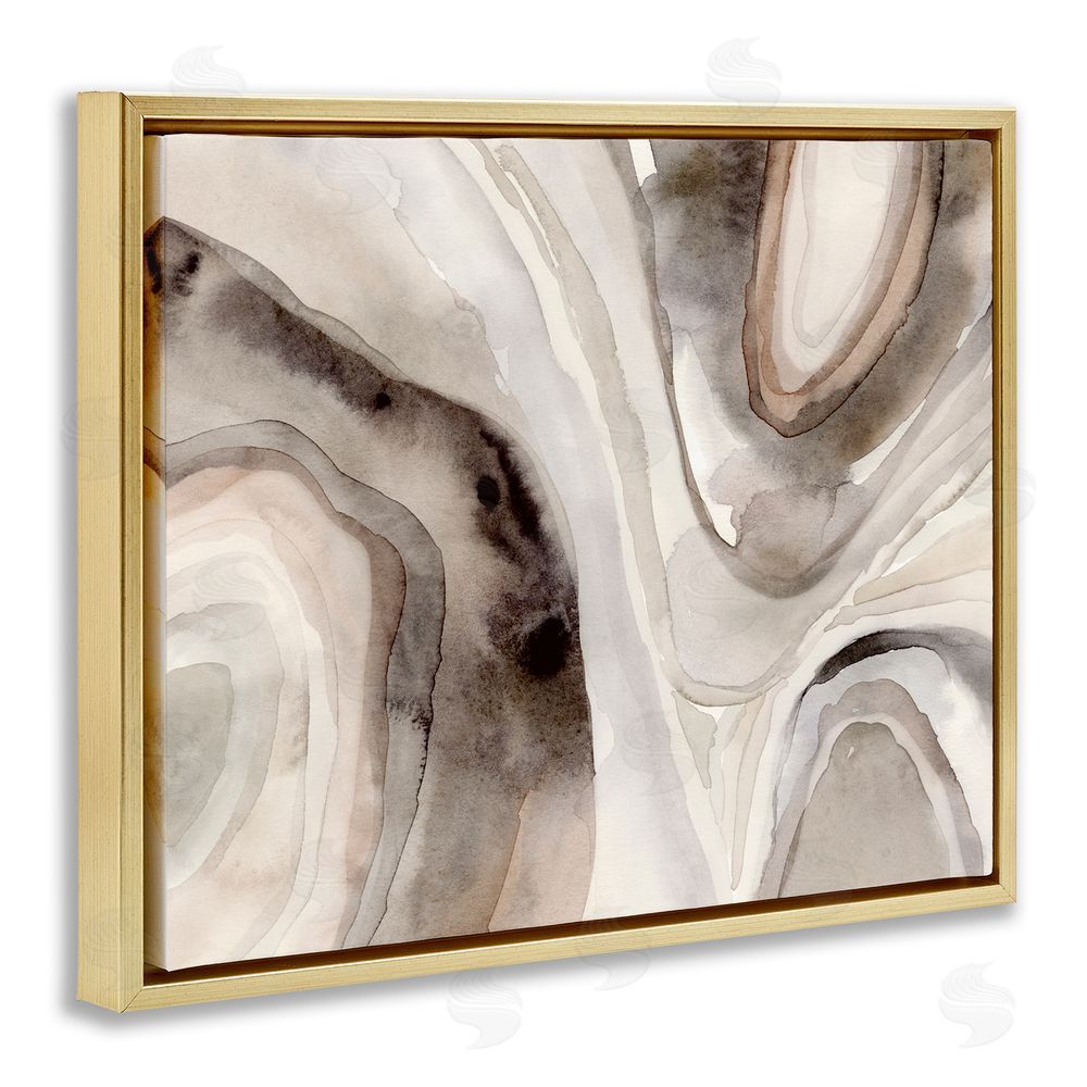 Victoria Barnes Abstract Geode Watercolor Gold Floating Frame Canvas Wall Art Print