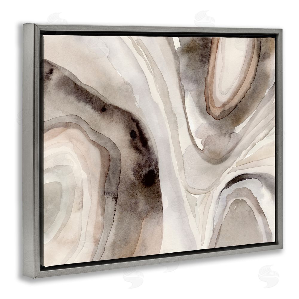 Victoria Barnes Abstract Geode Watercolor Grey Floating Frame Canvas Wall Art Print