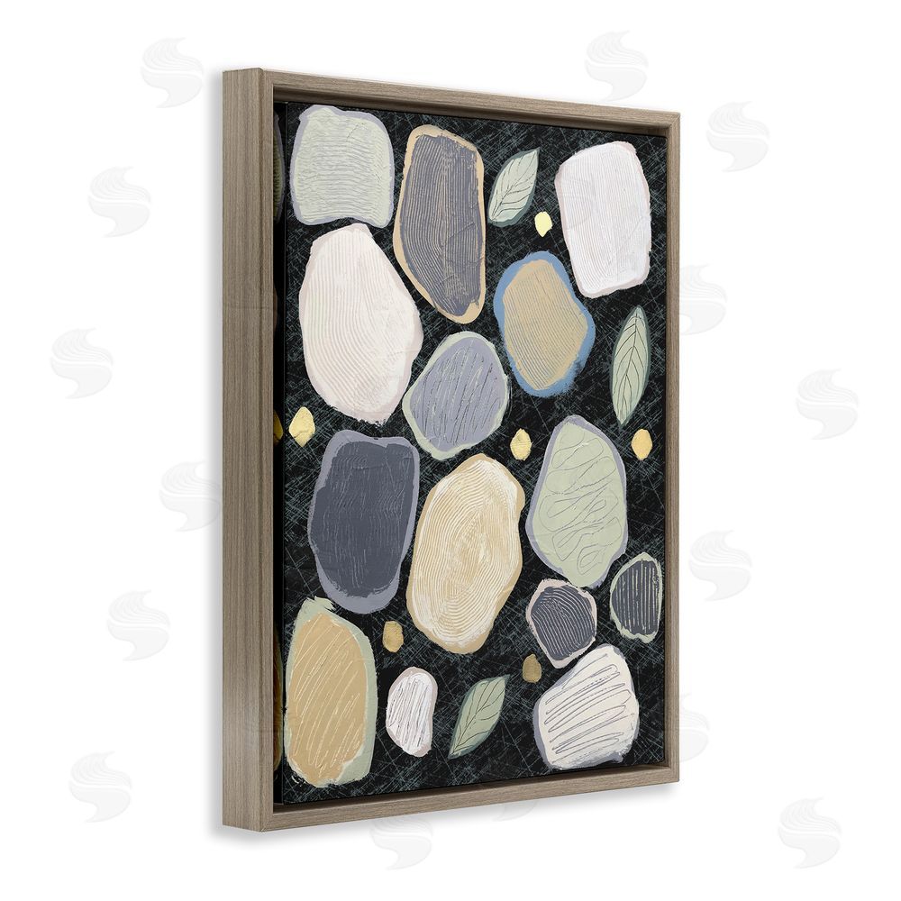 Jade Reynolds Abstract Pebbles & Leaves Brown Floating Frame Canvas Wall Art Print
