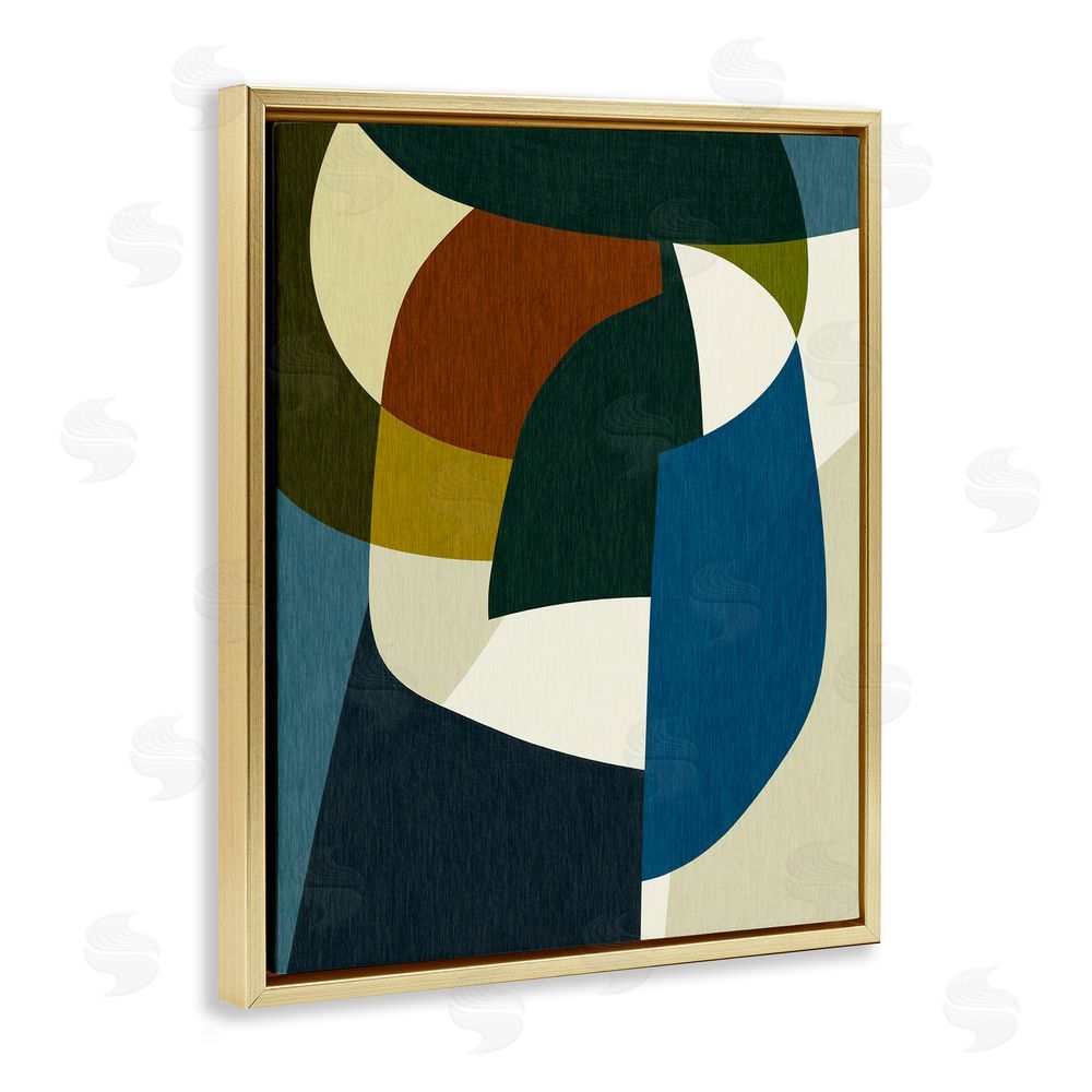 Victoria Barnes Asymmetrical Geometric Shapes Gold Floating Frame Canvas Wall Art Print