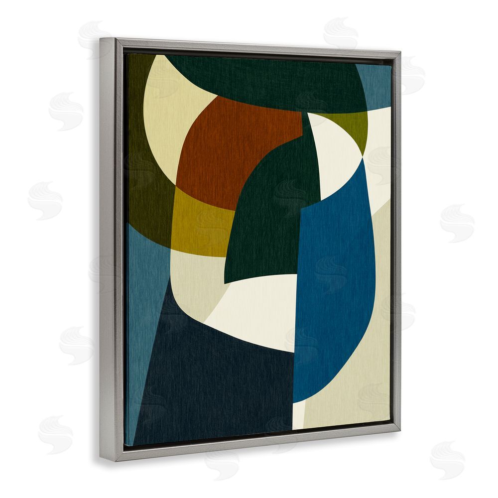 Victoria Barnes Asymmetrical Geometric Shapes Grey Floating Frame Canvas Wall Art Print