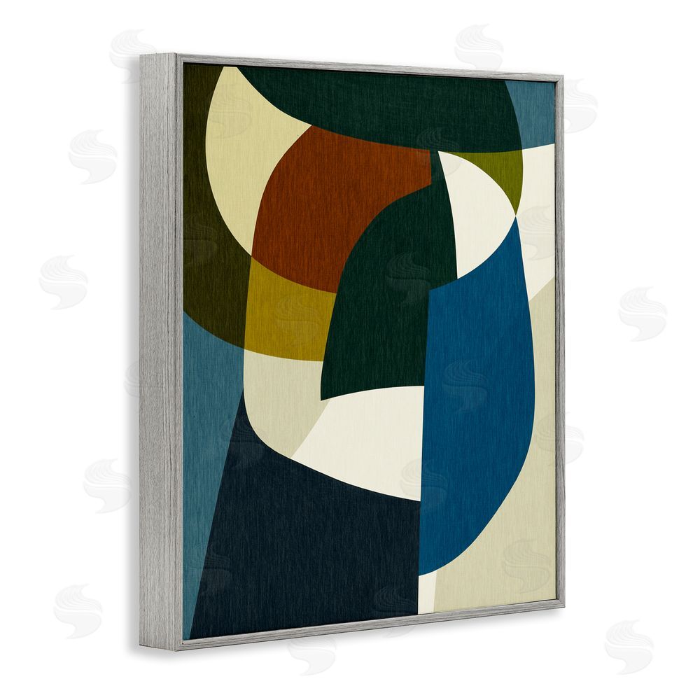 Victoria Barnes Asymmetrical Geometric Shapes Gray Framed Giclee Wall Art Print