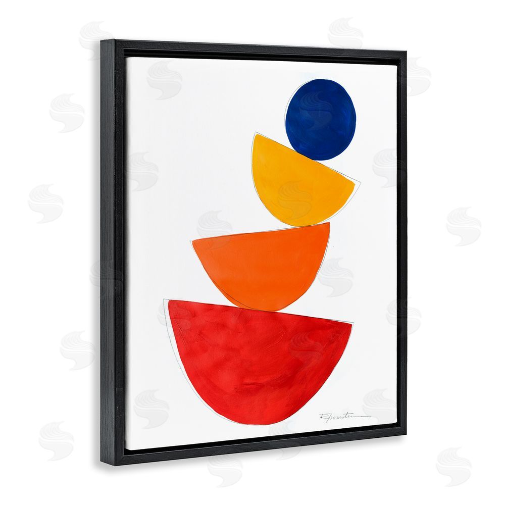 Ruth Fromstein Tilting Balancing Shapes Black Floating Frame Canvas Wall Art Print