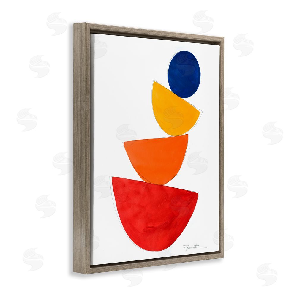 Ruth Fromstein Tilting Balancing Shapes Brown Floating Frame Canvas Wall Art Print