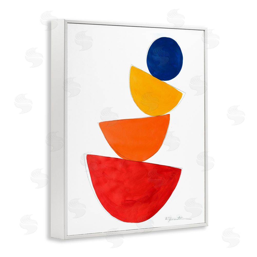 Ruth Fromstein Tilting Balancing Shapes White Framed Giclee Wall Art Print