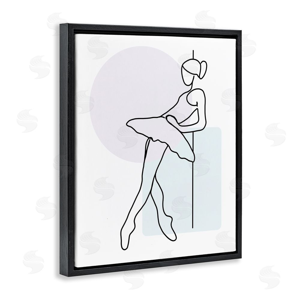 Henk Van Gog Ballerina Doodle on White Black Floating Frame Canvas Wall Art Print