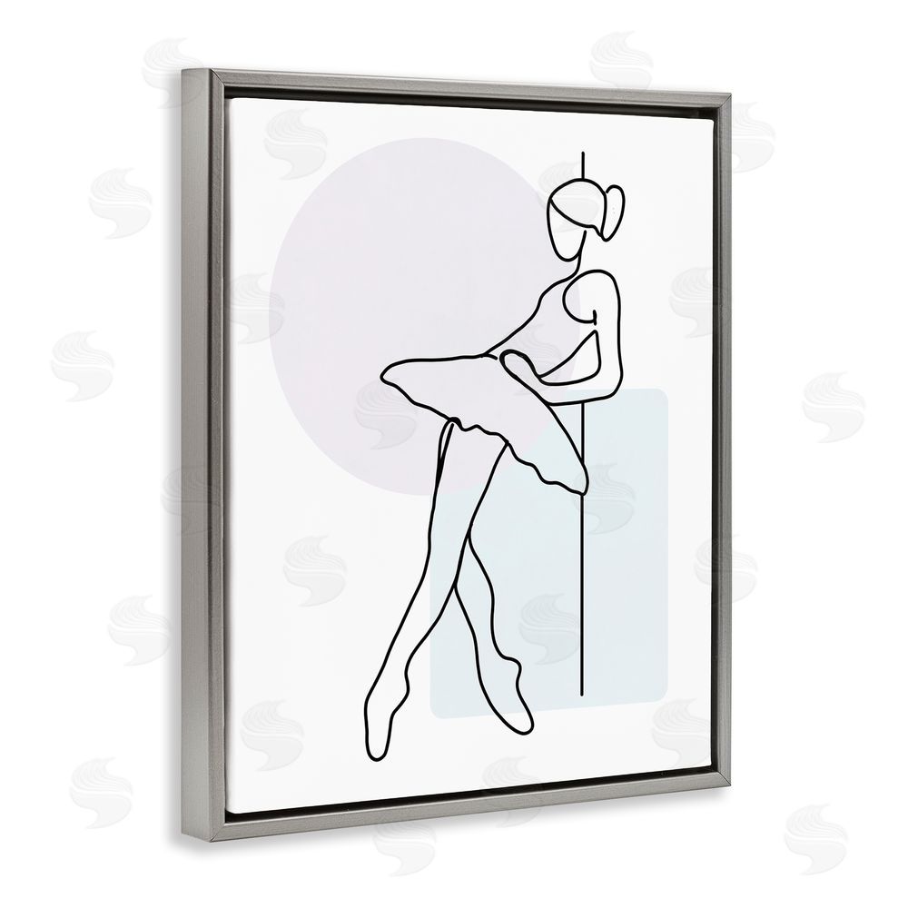 Henk Van Gog Ballerina Doodle on White Grey Floating Frame Canvas Wall Art Print