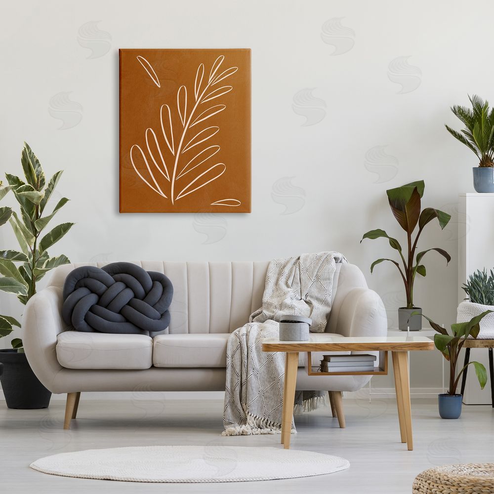 Birch & Ink Modern Fern on Brown Canvas Wall Art Print in Room