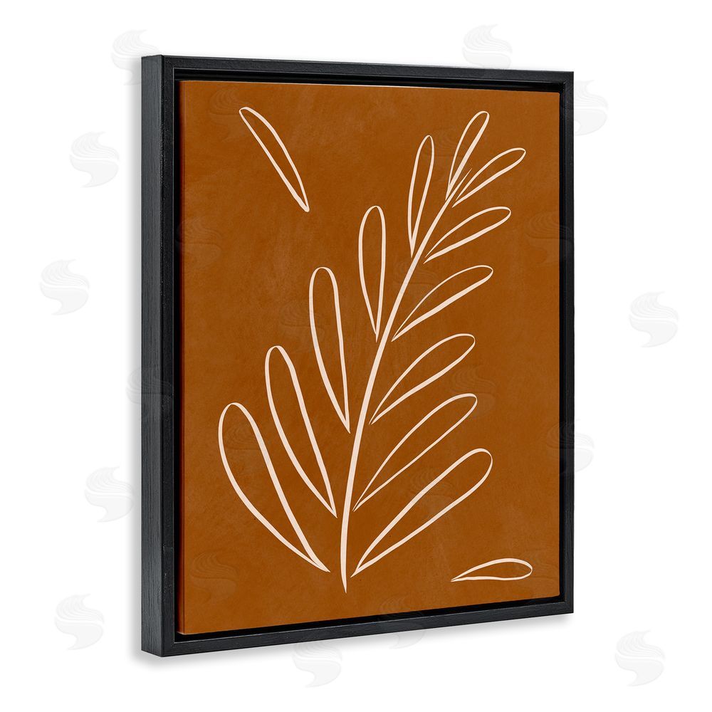 Birch & Ink Modern Fern on Brown Black Floating Frame Canvas Wall Art Print