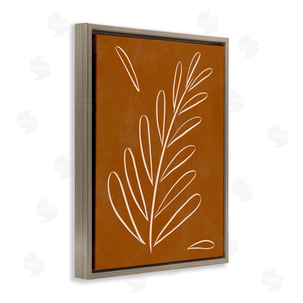 Birch & Ink Modern Fern on Brown Brown Floating Frame Canvas Wall Art Print