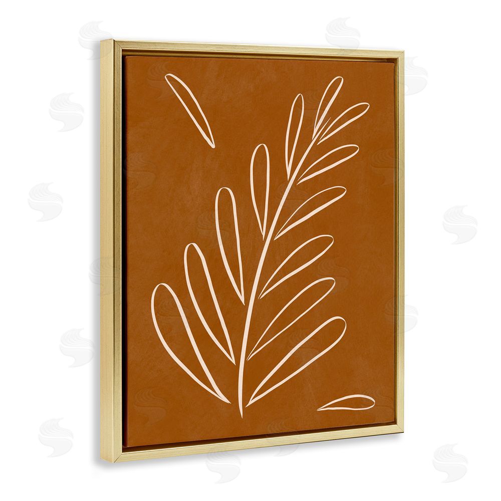 Birch & Ink Modern Fern on Brown Gold Floating Frame Canvas Wall Art Print