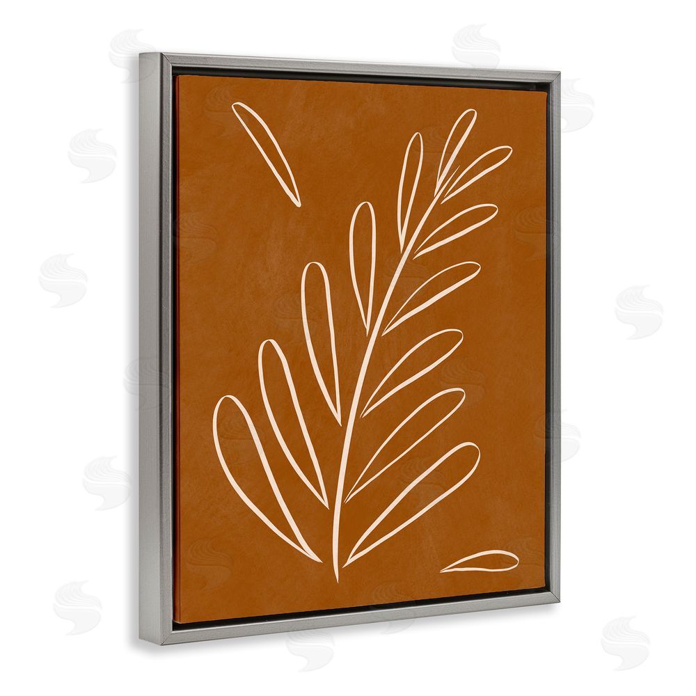 Birch & Ink Modern Fern on Brown Grey Floating Frame Canvas Wall Art Print