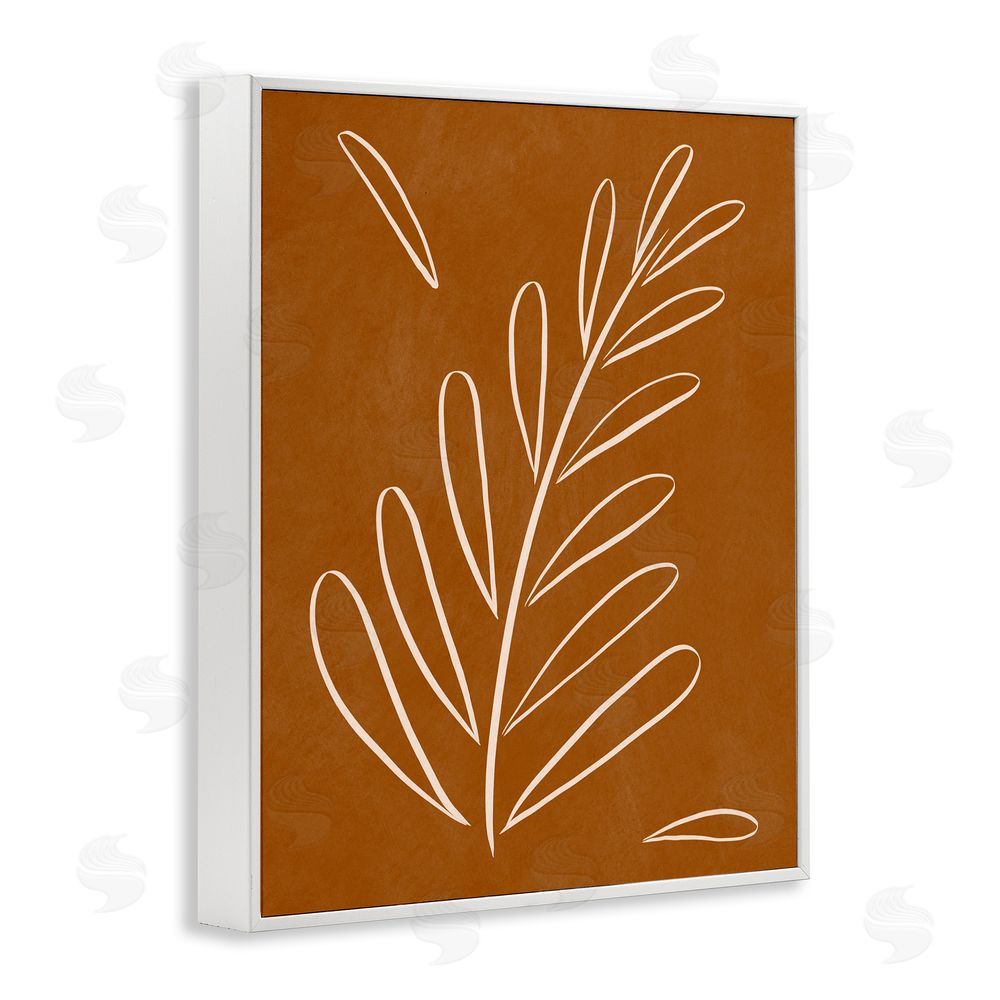 Birch & Ink Modern Fern on Brown White Framed Giclee Wall Art Print