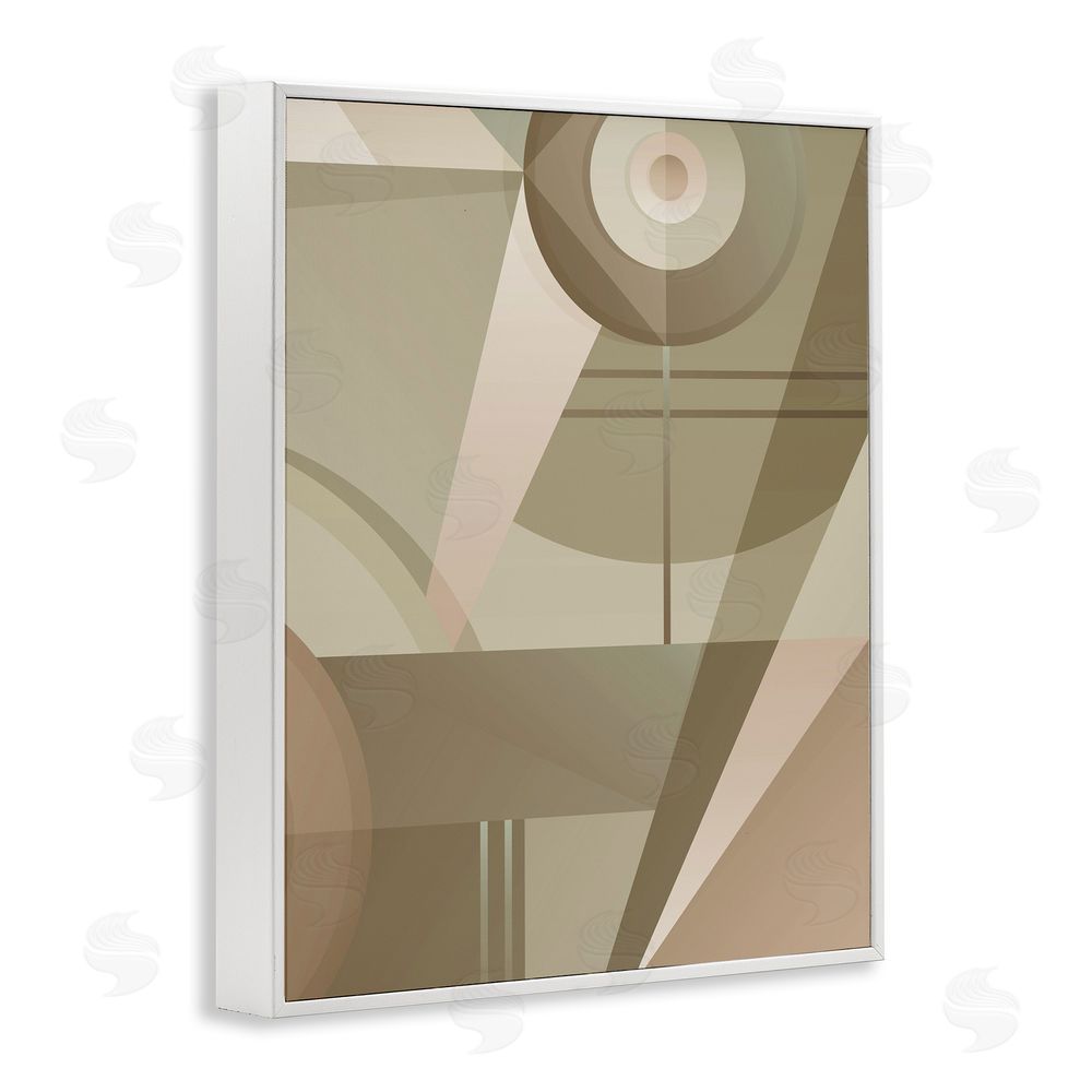 Stupell Studio Tan Geometric Abstract White Framed Giclee Wall Art Print