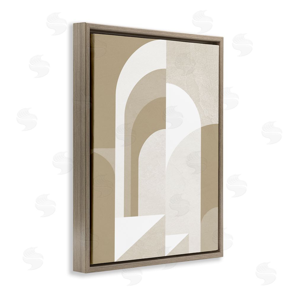 Stupell Studio Beige Abstract Arches Brown Floating Frame Canvas Wall Art Print