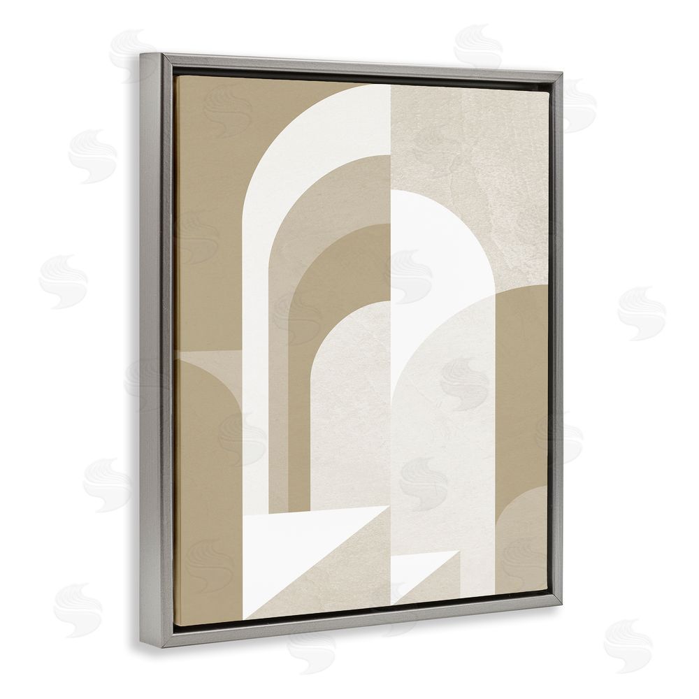 Stupell Studio Beige Abstract Arches Grey Floating Frame Canvas Wall Art Print