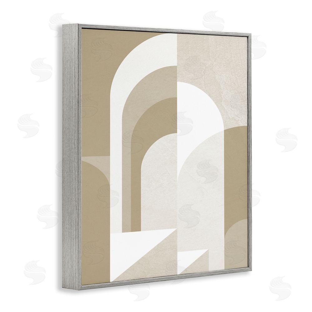 Stupell Studio Beige Abstract Arches Gray Framed Giclee Wall Art Print