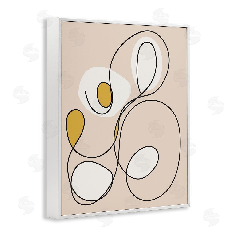 Stupell Studio Swirled Line on Beige White Framed Giclee Wall Art Print
