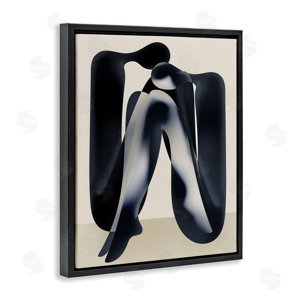 Stupell Studio Modern Figures Sitting Black Floating Frame Canvas Wall Art Print