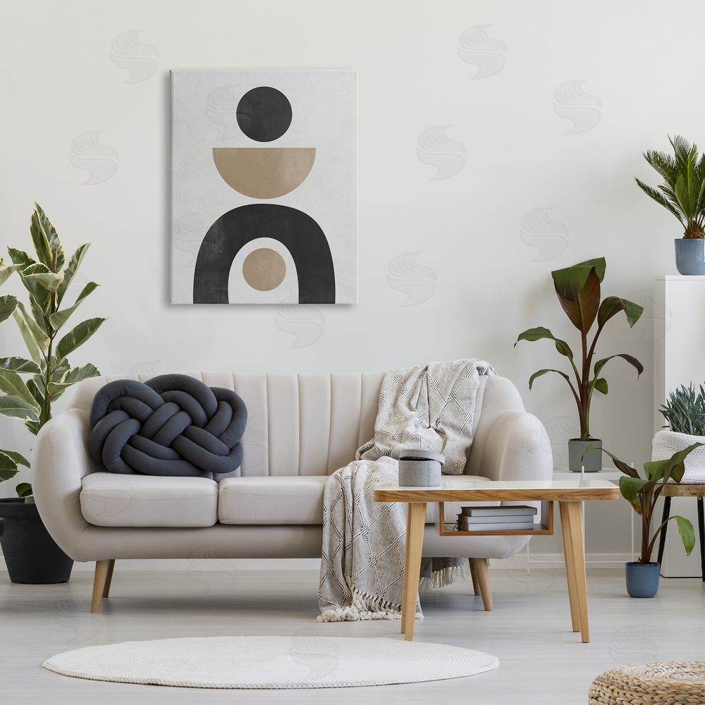 Ros Ruseva Black & Beige Arch Shapes Canvas Wall Art Print in Room