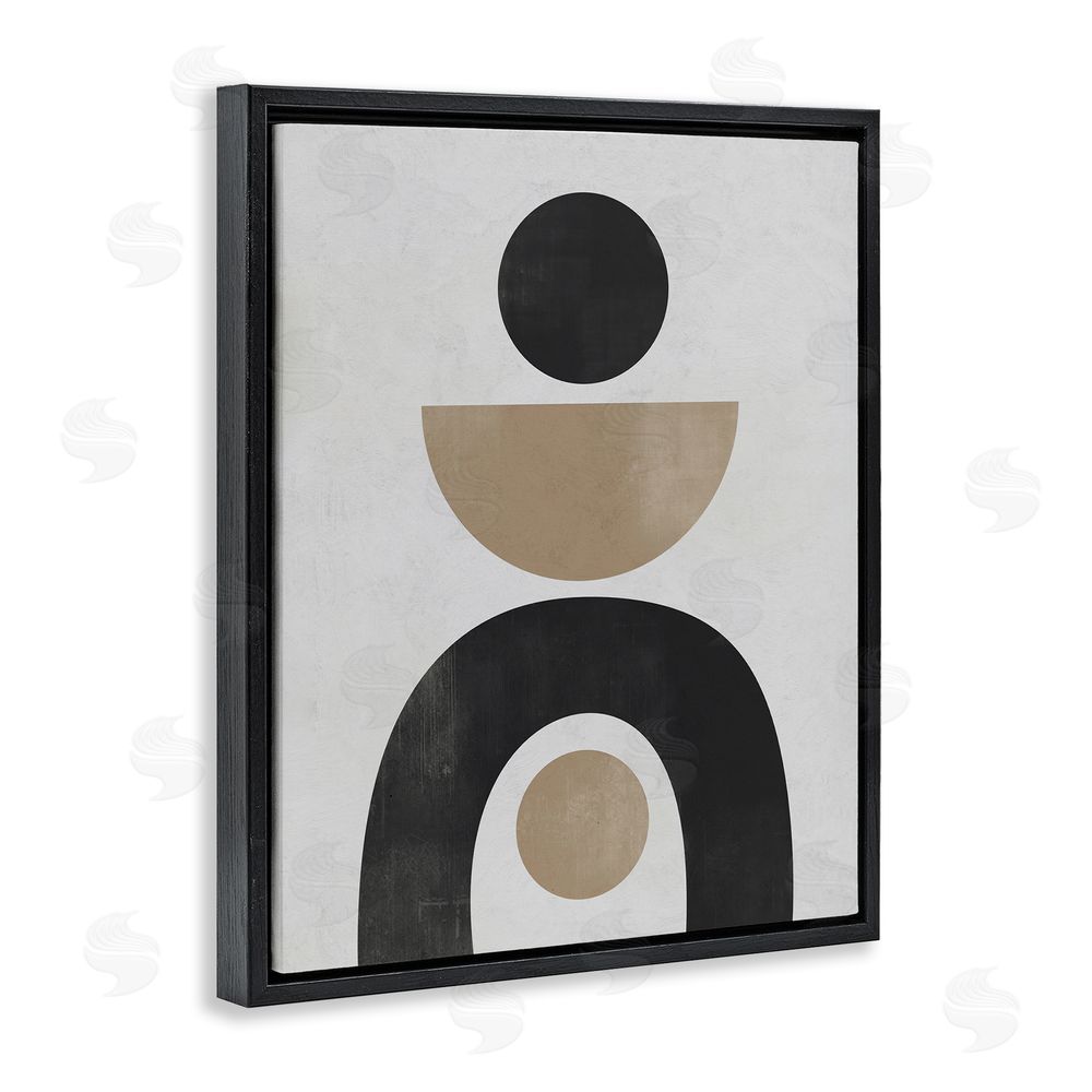 Ros Ruseva Black & Beige Arch Shapes Black Floating Frame Canvas Wall Art Print