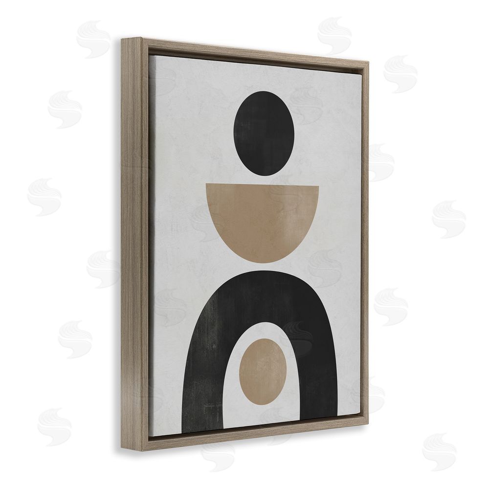 Ros Ruseva Black & Beige Arch Shapes Brown Floating Frame Canvas Wall Art Print