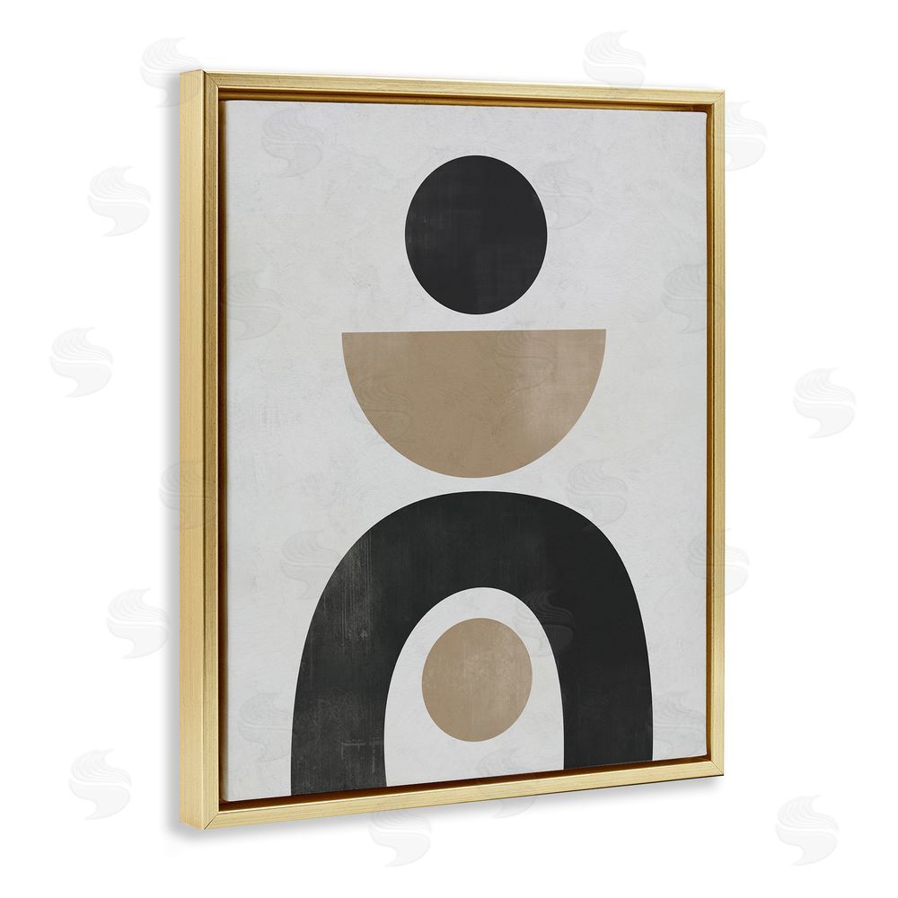 Ros Ruseva Black & Beige Arch Shapes Gold Floating Frame Canvas Wall Art Print