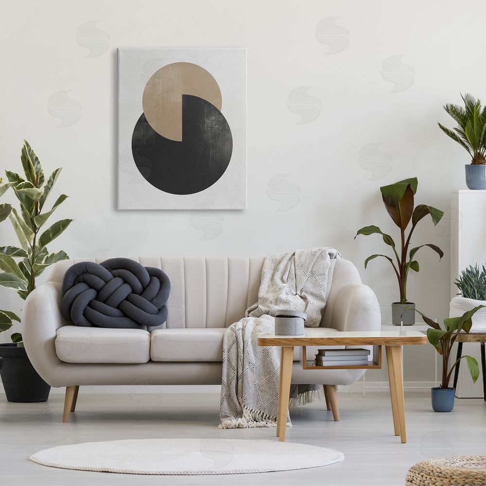 Ros Ruseva Neutral Circles Overlapping Canvas Wall Art Print in Room