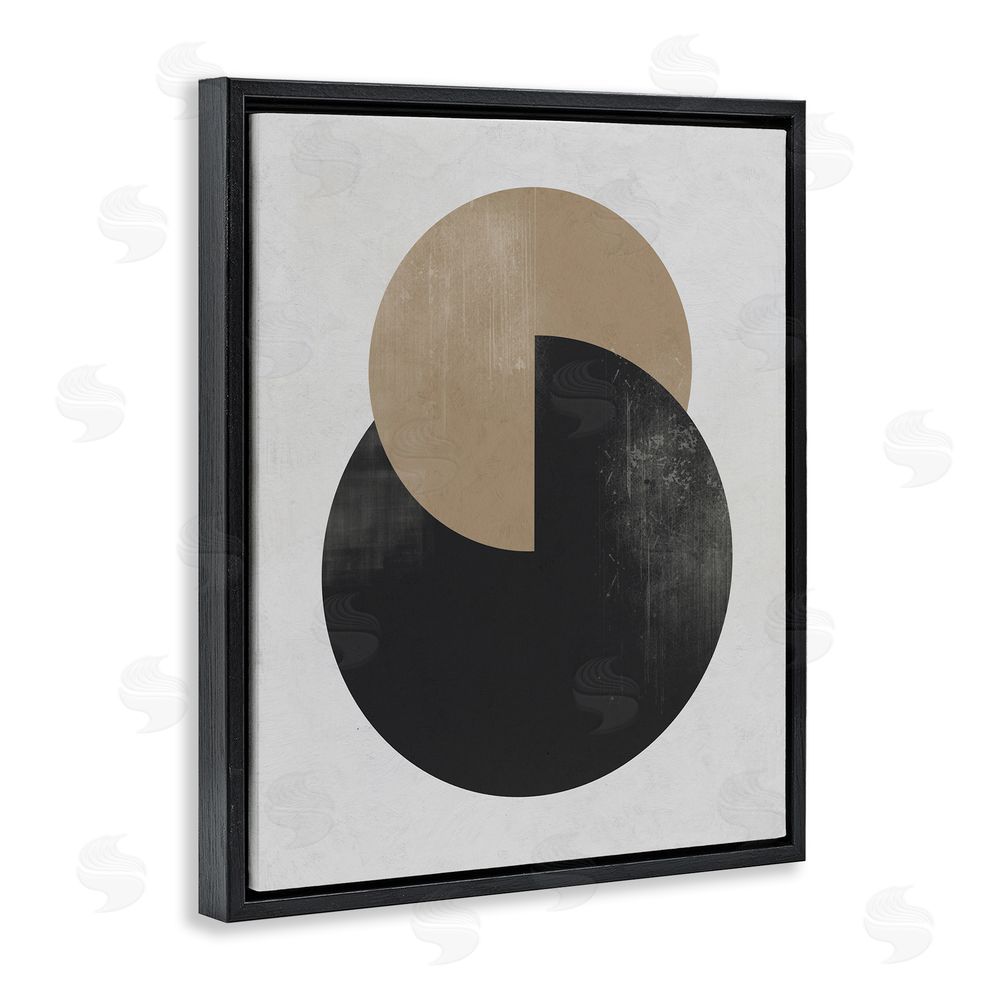 Ros Ruseva Neutral Circles Overlapping Black Floating Frame Canvas Wall Art Print