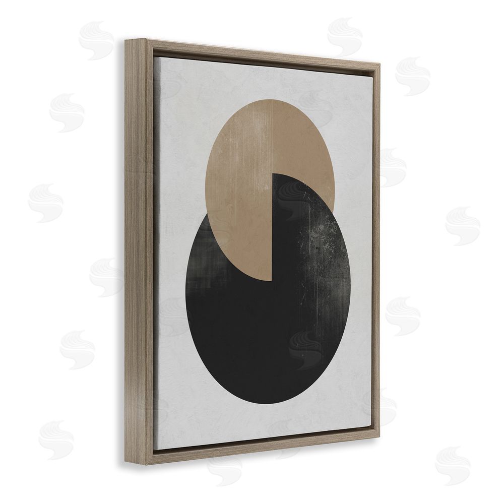 Ros Ruseva Neutral Circles Overlapping Brown Floating Frame Canvas Wall Art Print