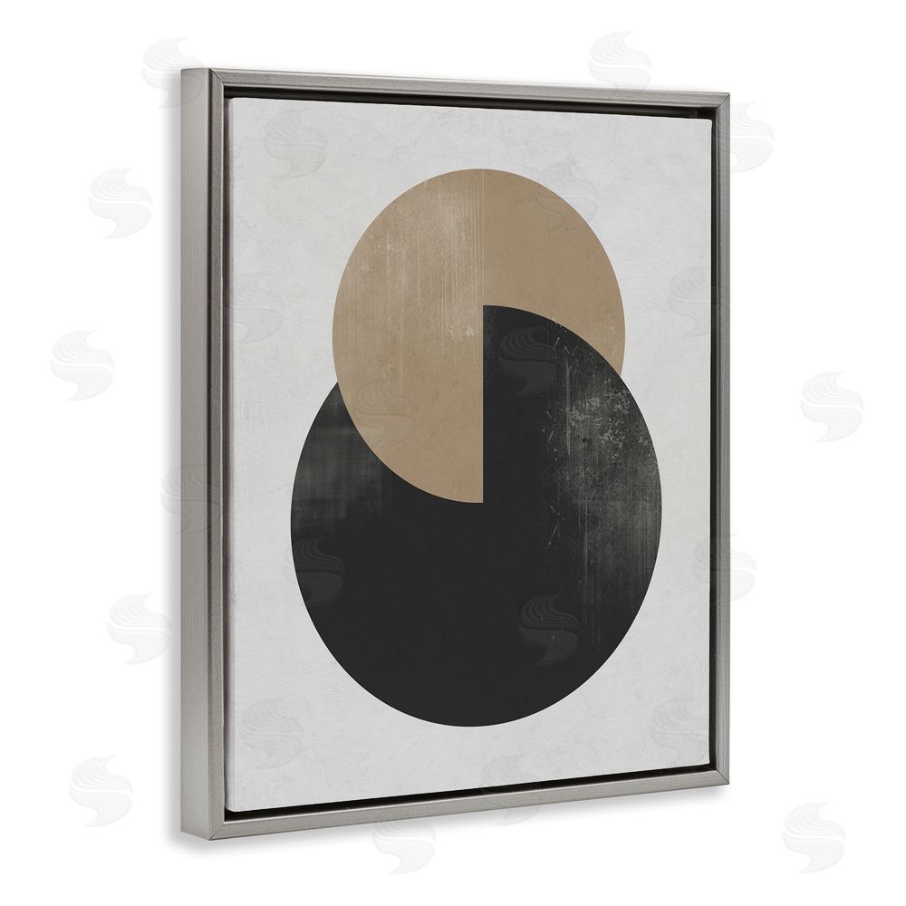 Ros Ruseva Neutral Circles Overlapping Grey Floating Frame Canvas Wall Art Print