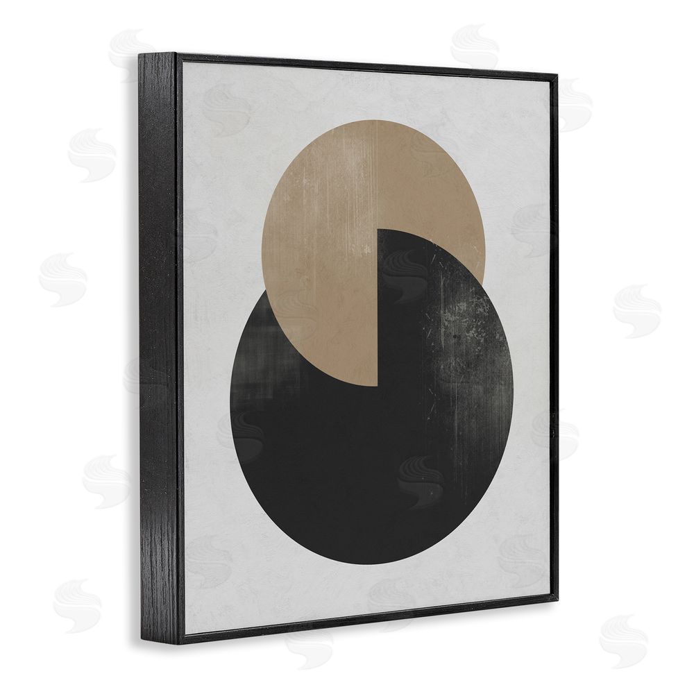 Ros Ruseva Neutral Circles Overlapping Black Framed Giclee Wall Art Print