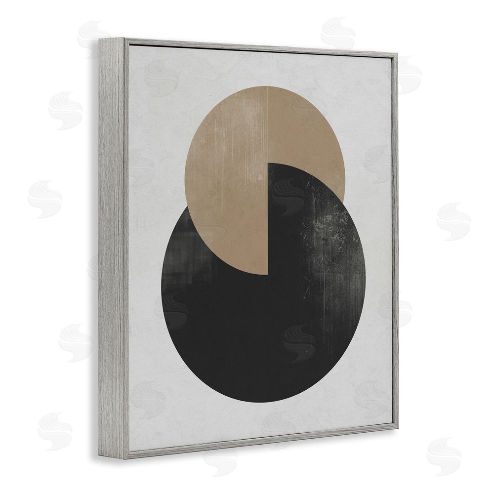 Ros Ruseva Neutral Circles Overlapping Gray Framed Giclee Wall Art Print