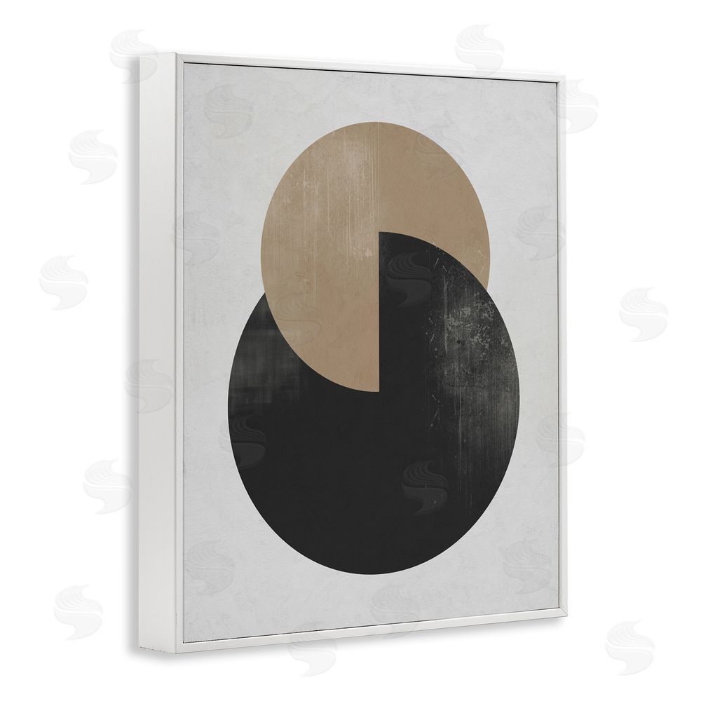 Ros Ruseva Neutral Circles Overlapping White Framed Giclee Wall Art Print