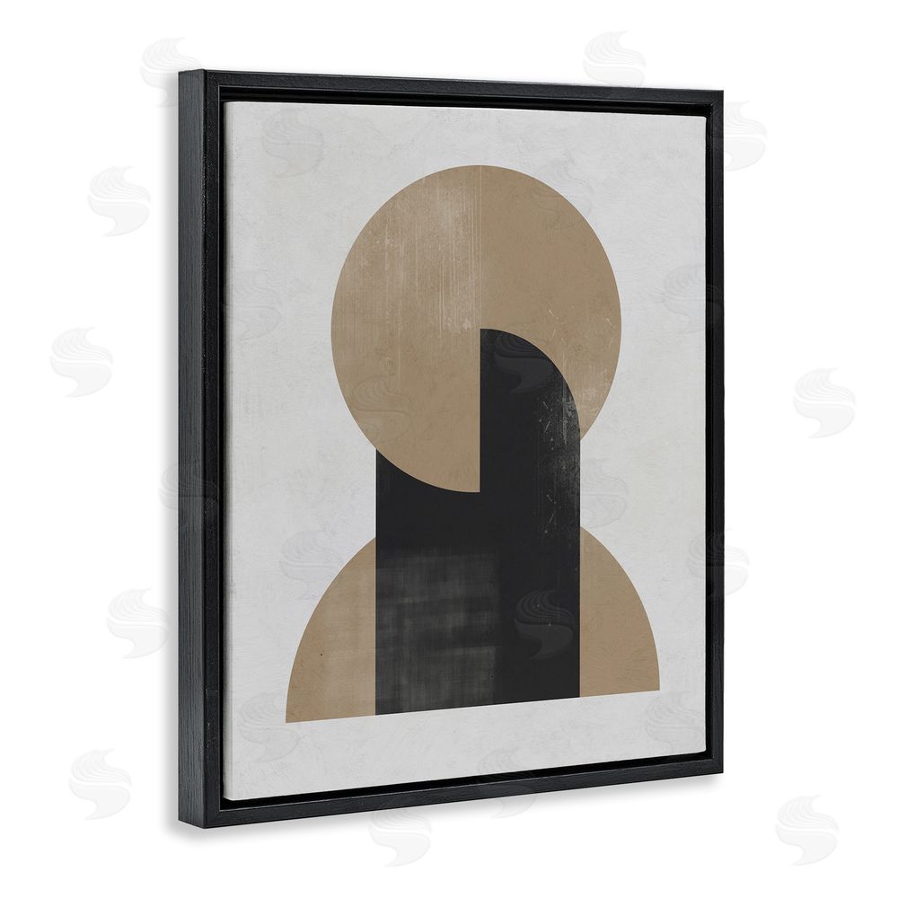 Ros Ruseva Modern Intersecting Shapes Black Floating Frame Canvas Wall Art Print