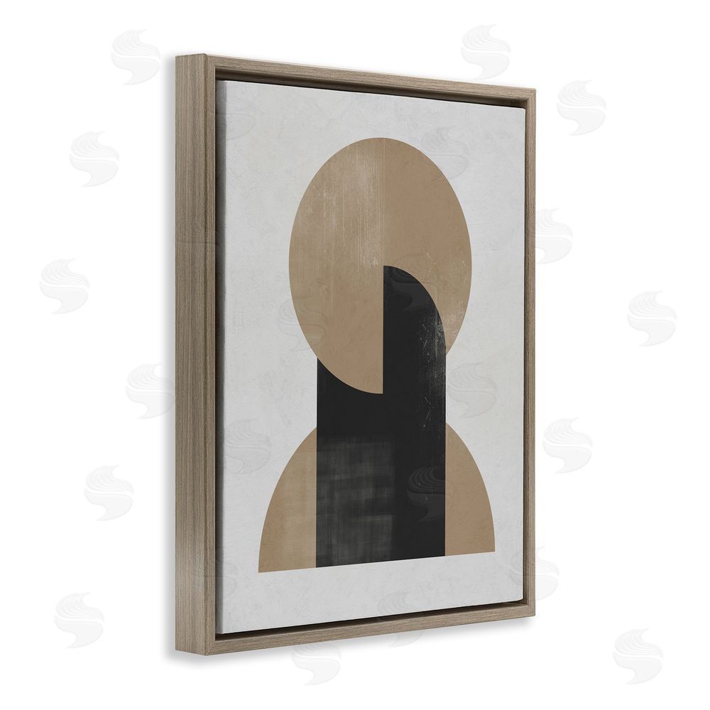 Ros Ruseva Modern Intersecting Shapes Brown Floating Frame Canvas Wall Art Print