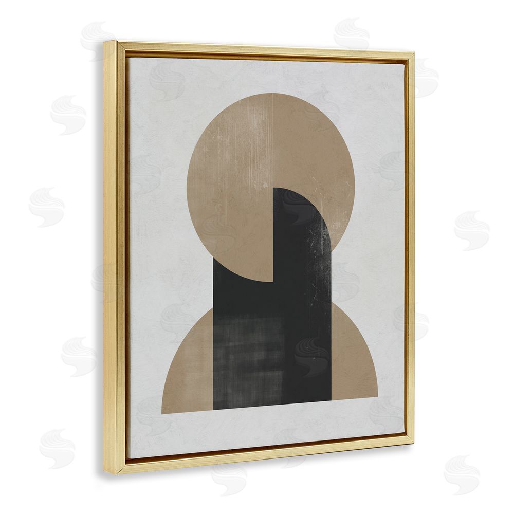Ros Ruseva Modern Intersecting Shapes Gold Floating Frame Canvas Wall Art Print
