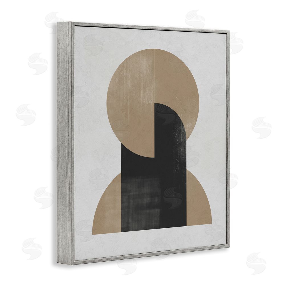 Ros Ruseva Modern Intersecting Shapes Gray Framed Giclee Wall Art Print