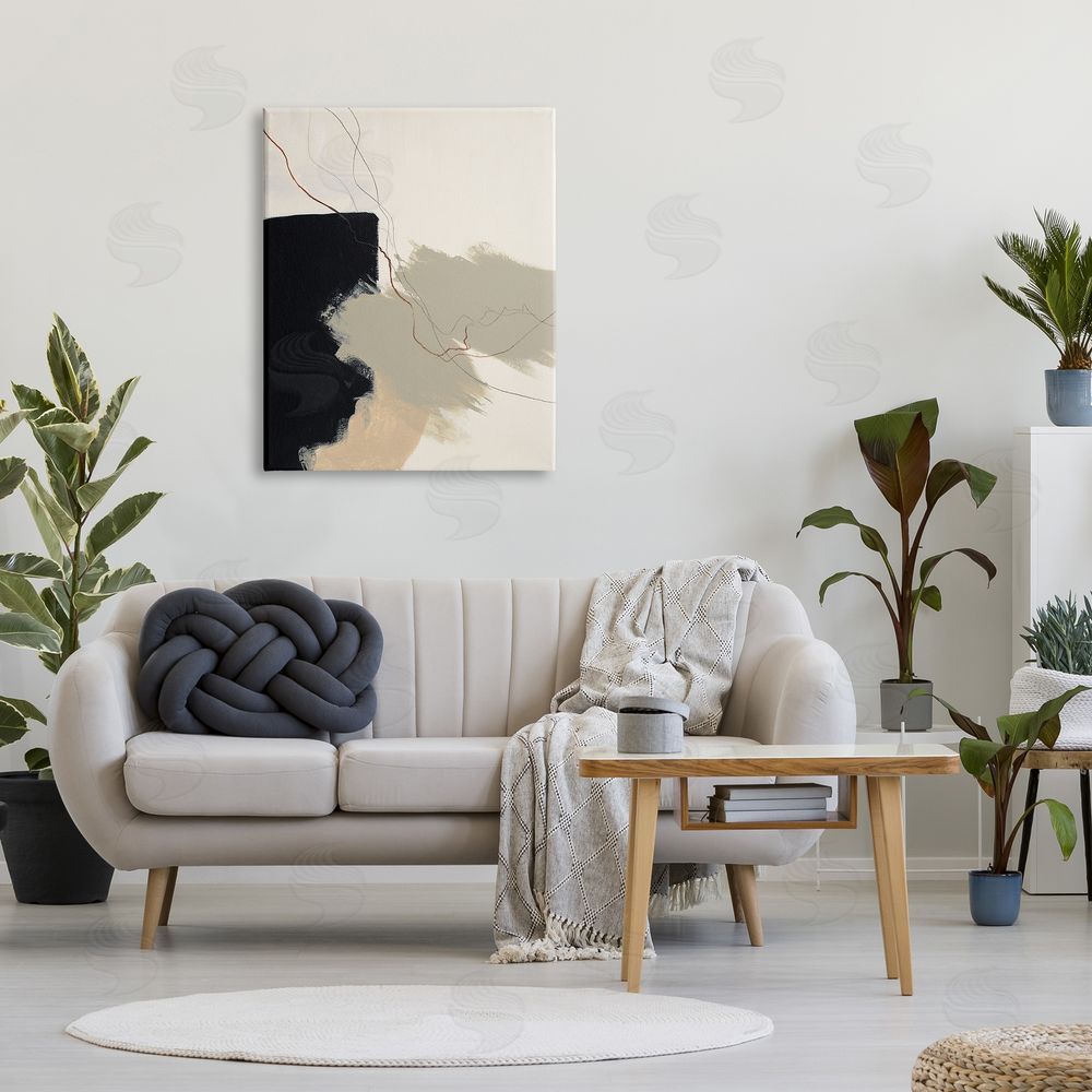 Patricia Pinto Soft Paint Strokes with Line Canvas Wall Art Print in Room