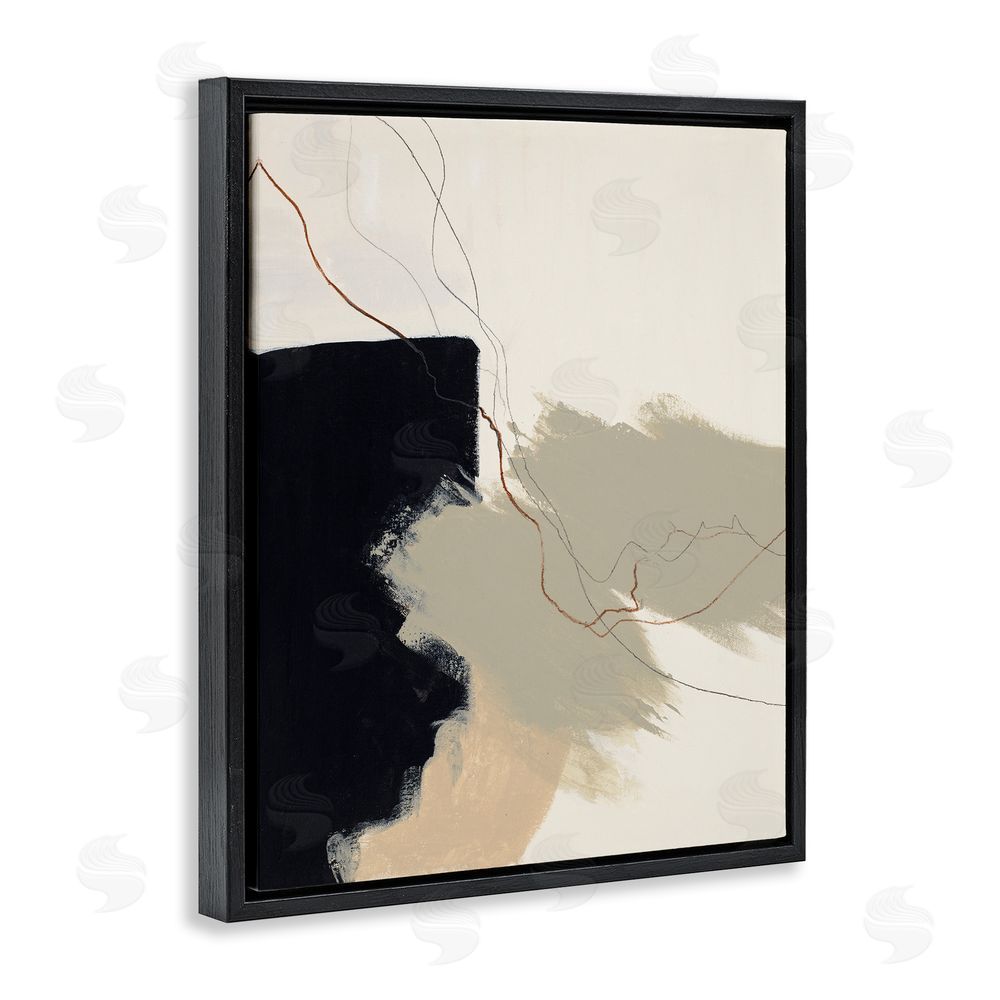 Patricia Pinto Soft Paint Strokes with Line Black Floating Frame Canvas Wall Art Print