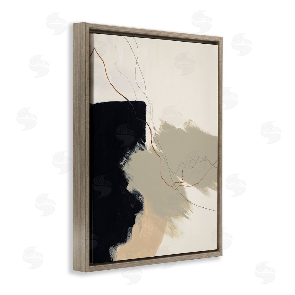 Patricia Pinto Soft Paint Strokes with Line Brown Floating Frame Canvas Wall Art Print